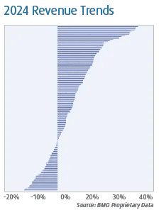 This vertical bar chart shows the 2024 revenue trends