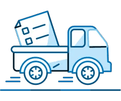 Illustration showing a pickup truck traveling down a road while carrying a process document in the back
