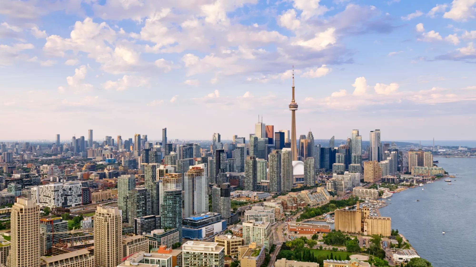 Aerial view of downtown Toronto.