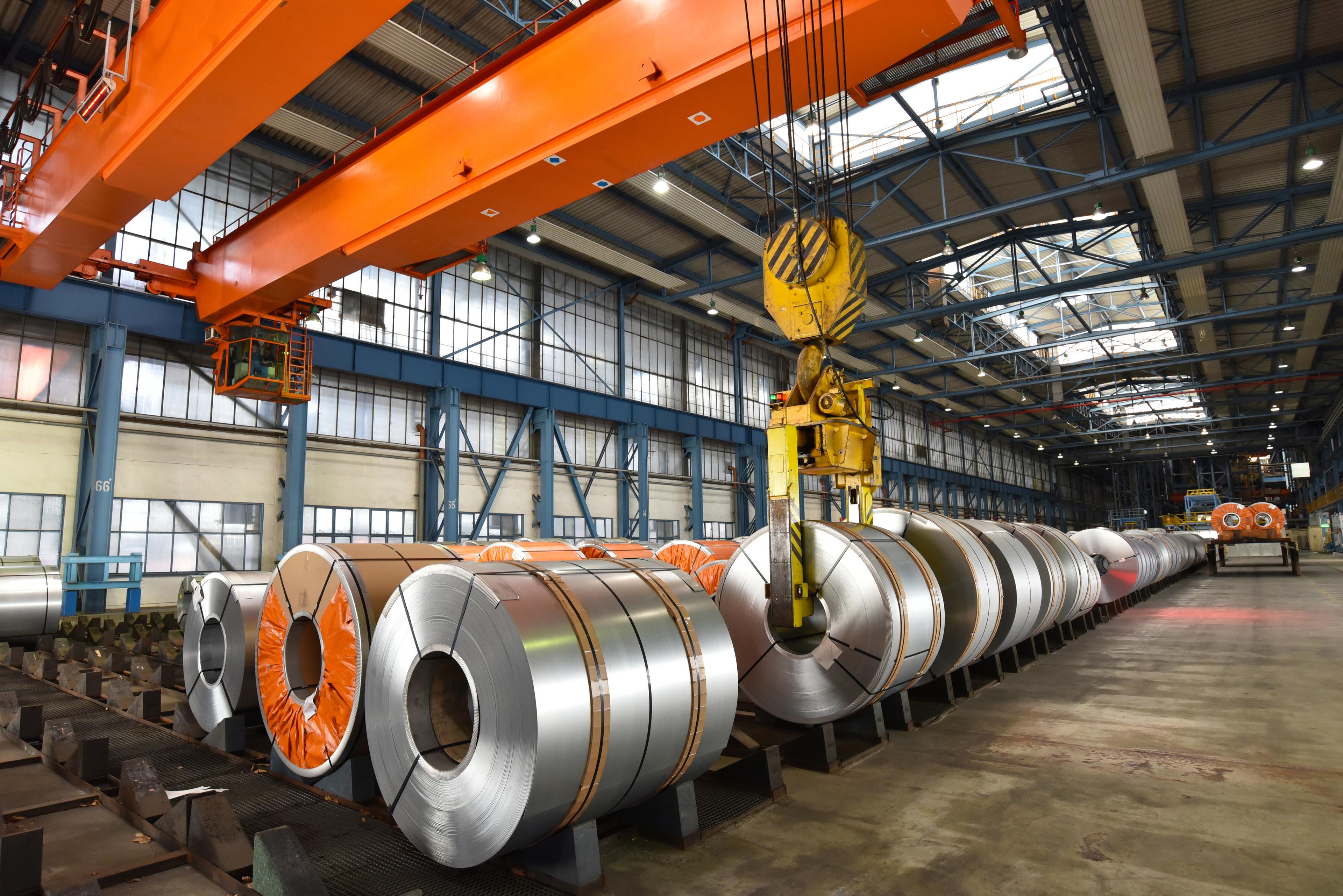 Rolled steel being lifted