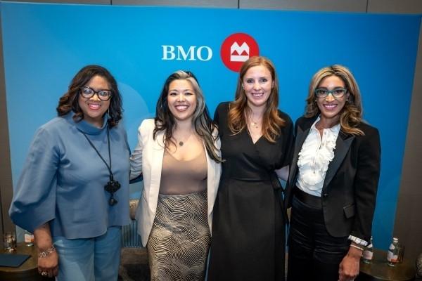 Women business leaders speaking on the importance of brand building at the 10th BMO Forum for Executive Women. 