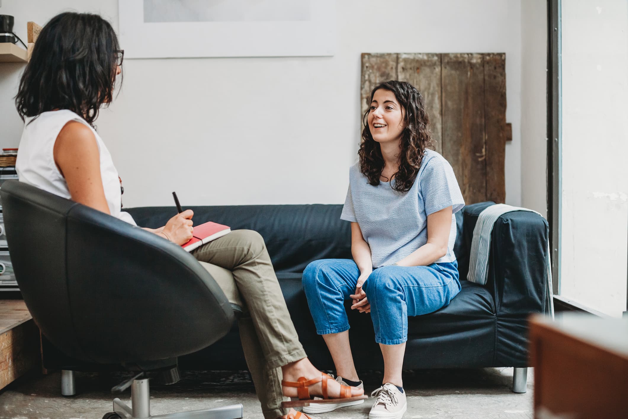 university student talking with therapist