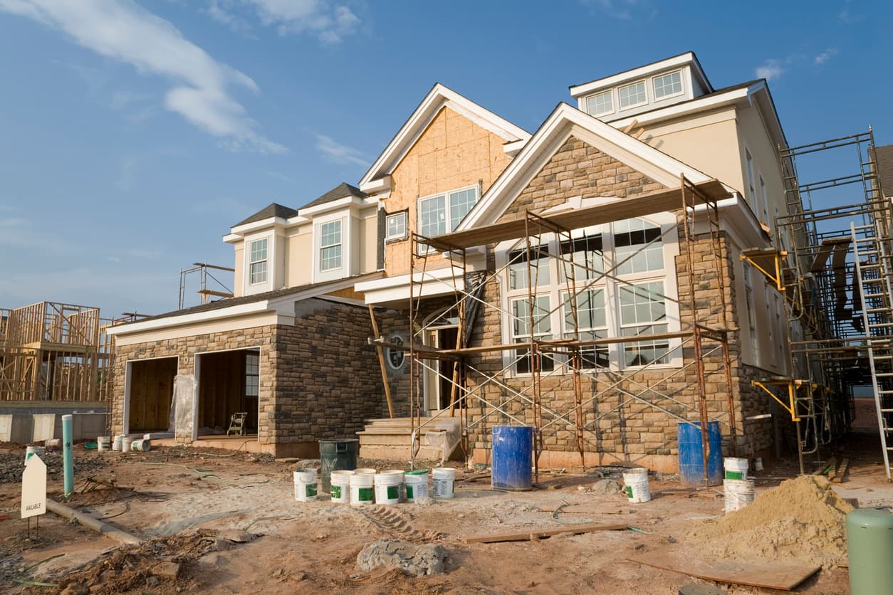 Modern house under construction