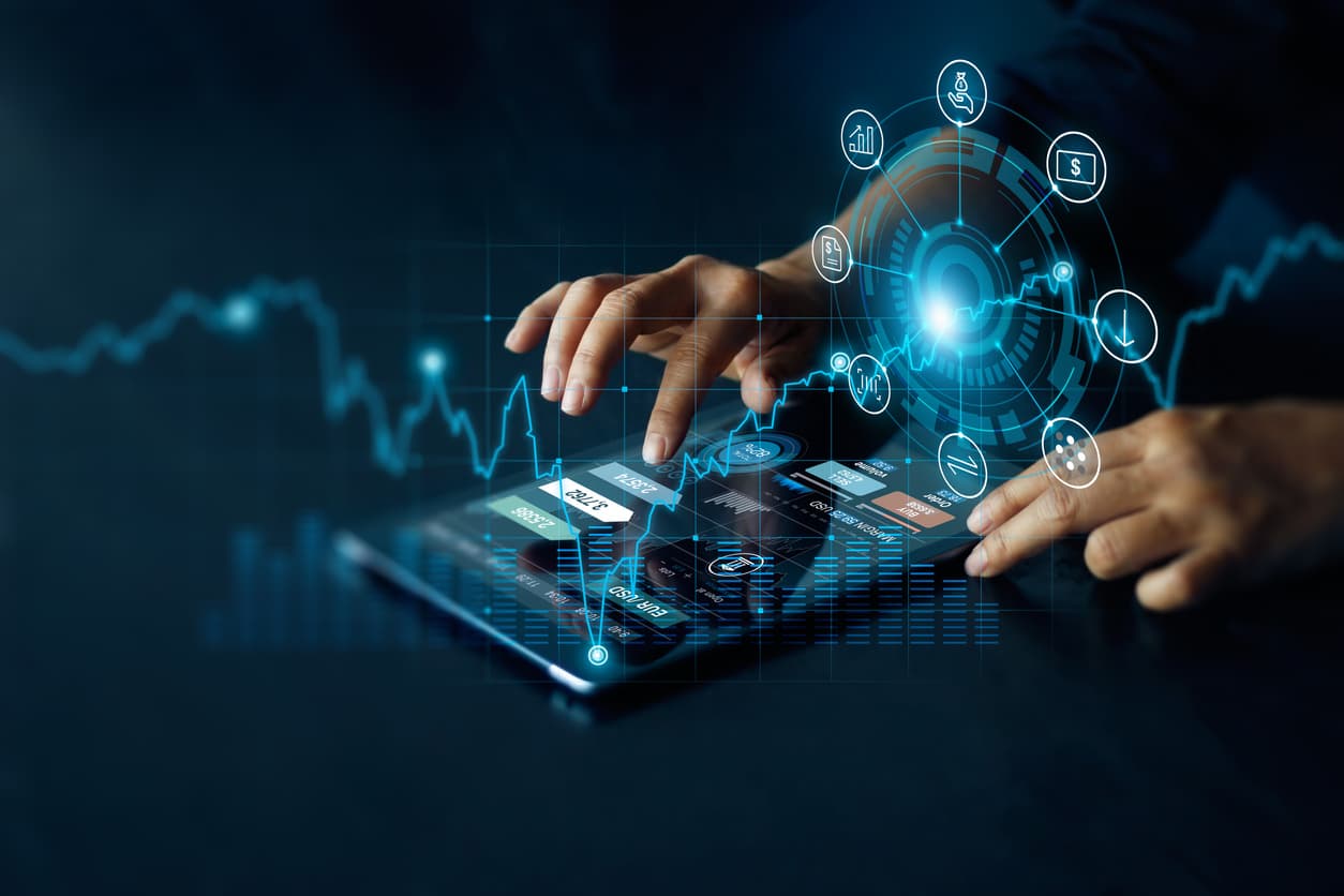 Man using digital tablet