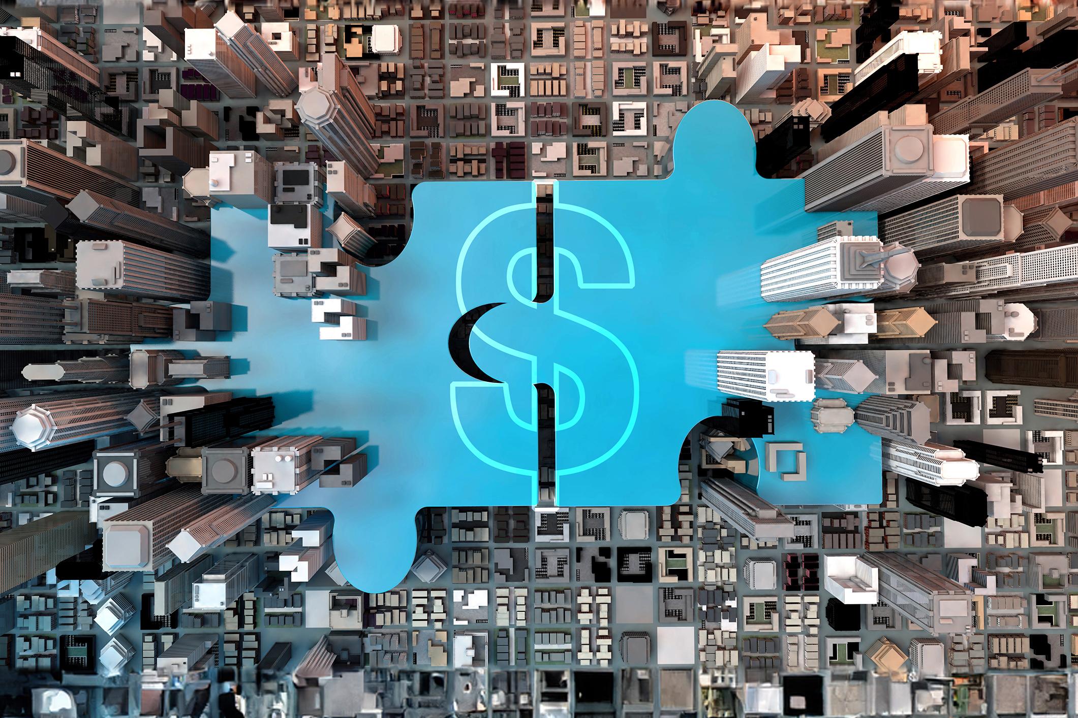 merger and acquisition business puzzle pieces concept