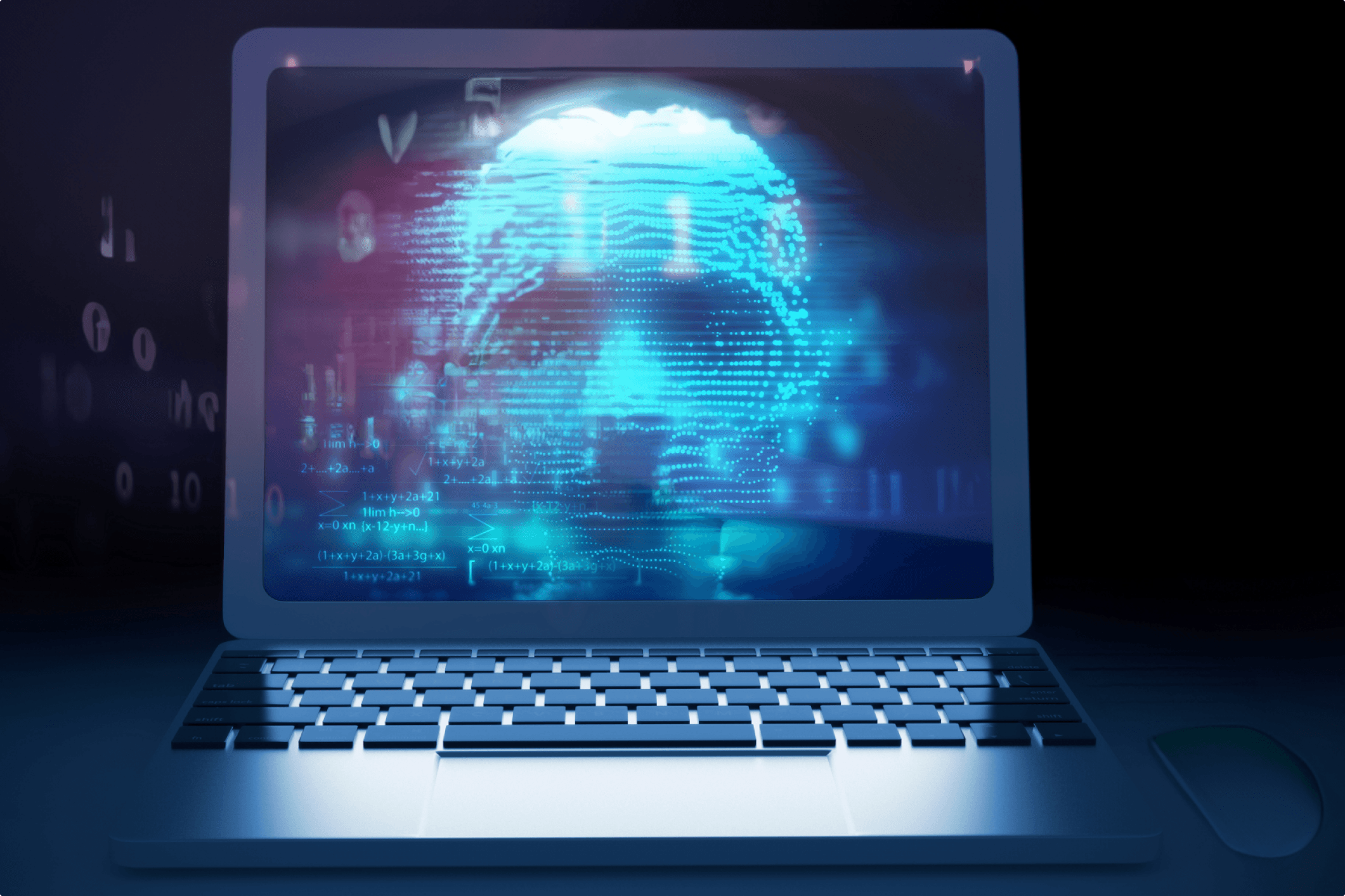 robot head concept of artificial intelligence with chat bot