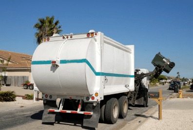 White recycling truck