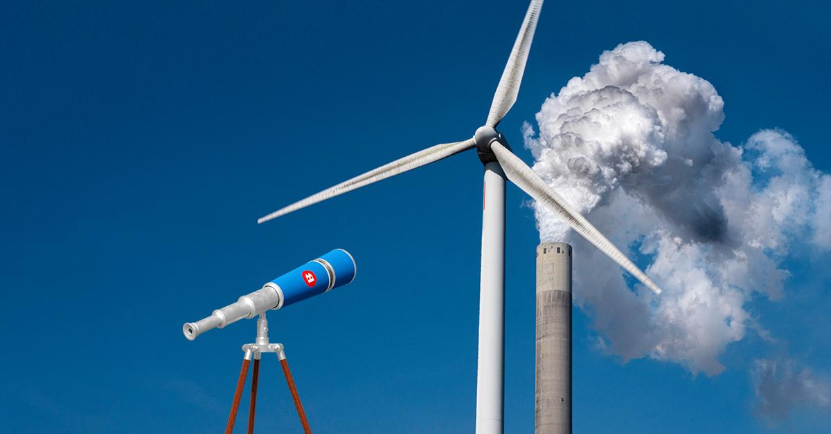 Wind turbine and factory chimney