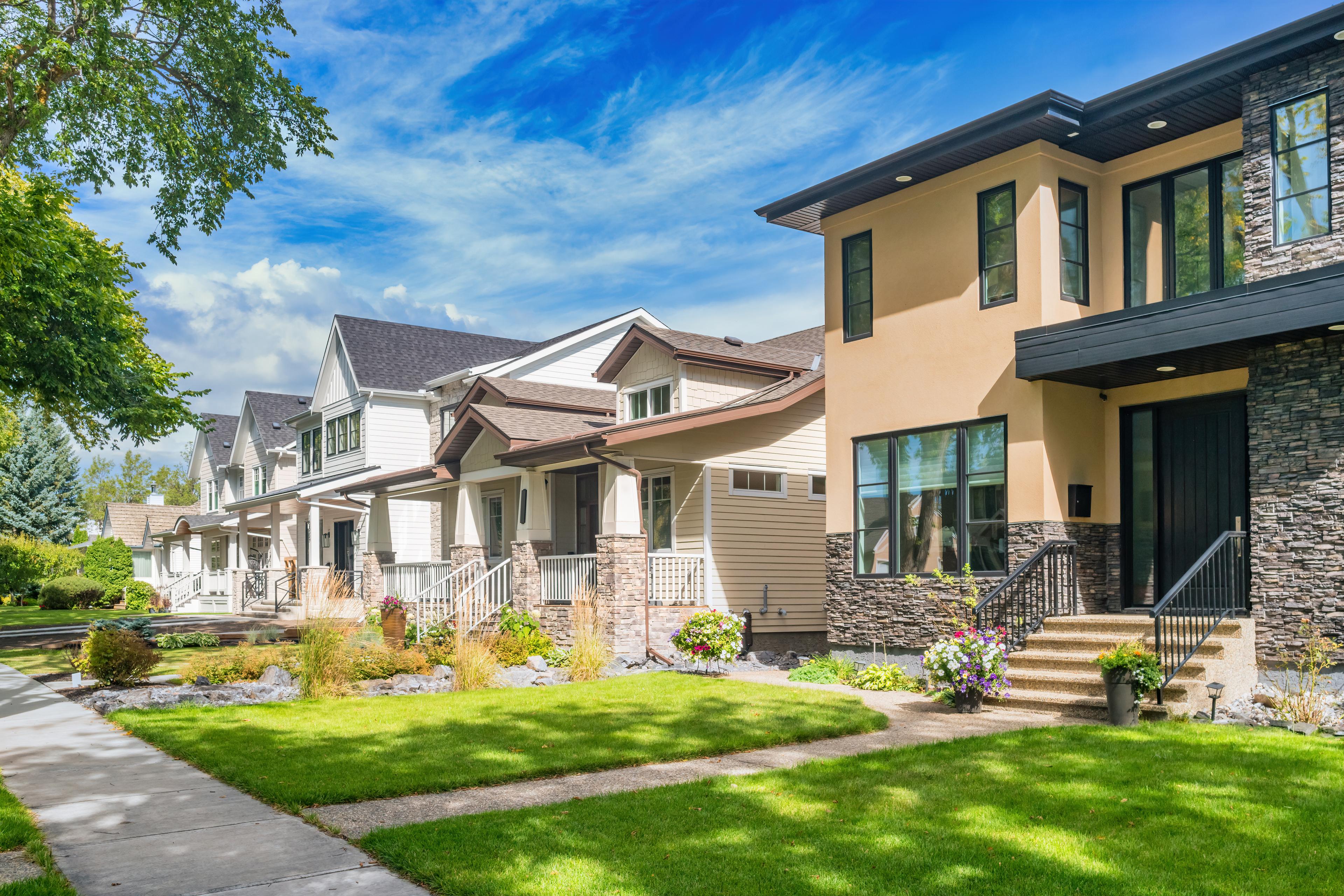 Photograph of houses in the Glenora neighbourhood of Edmonton Alberta Canada.