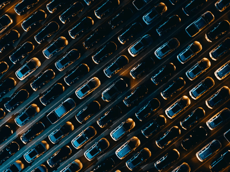 Aerial view of cars going through technical tests