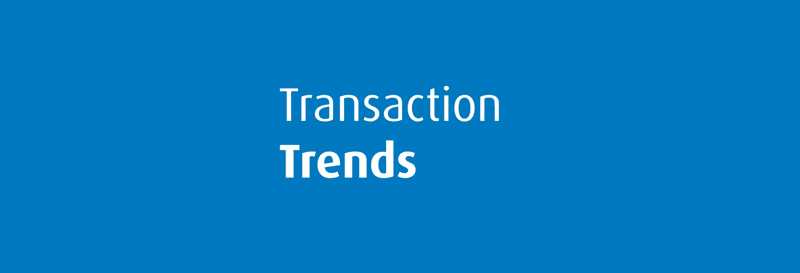Blue background box with Transaction Trends written in white text overlaying it