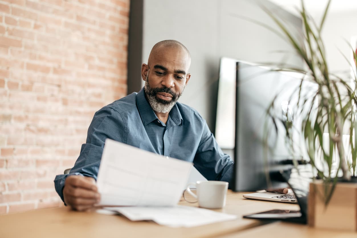 Employee looking at financial portfolio