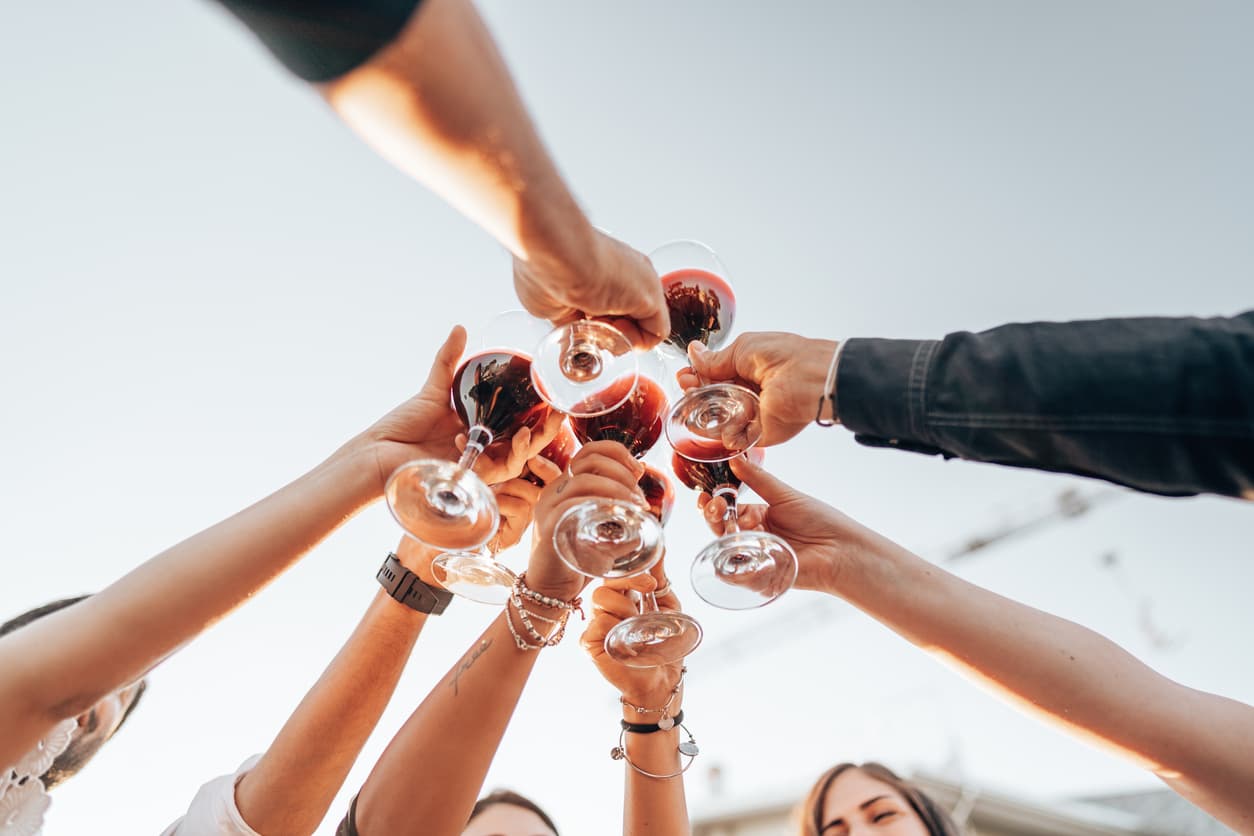 Friends toasting
