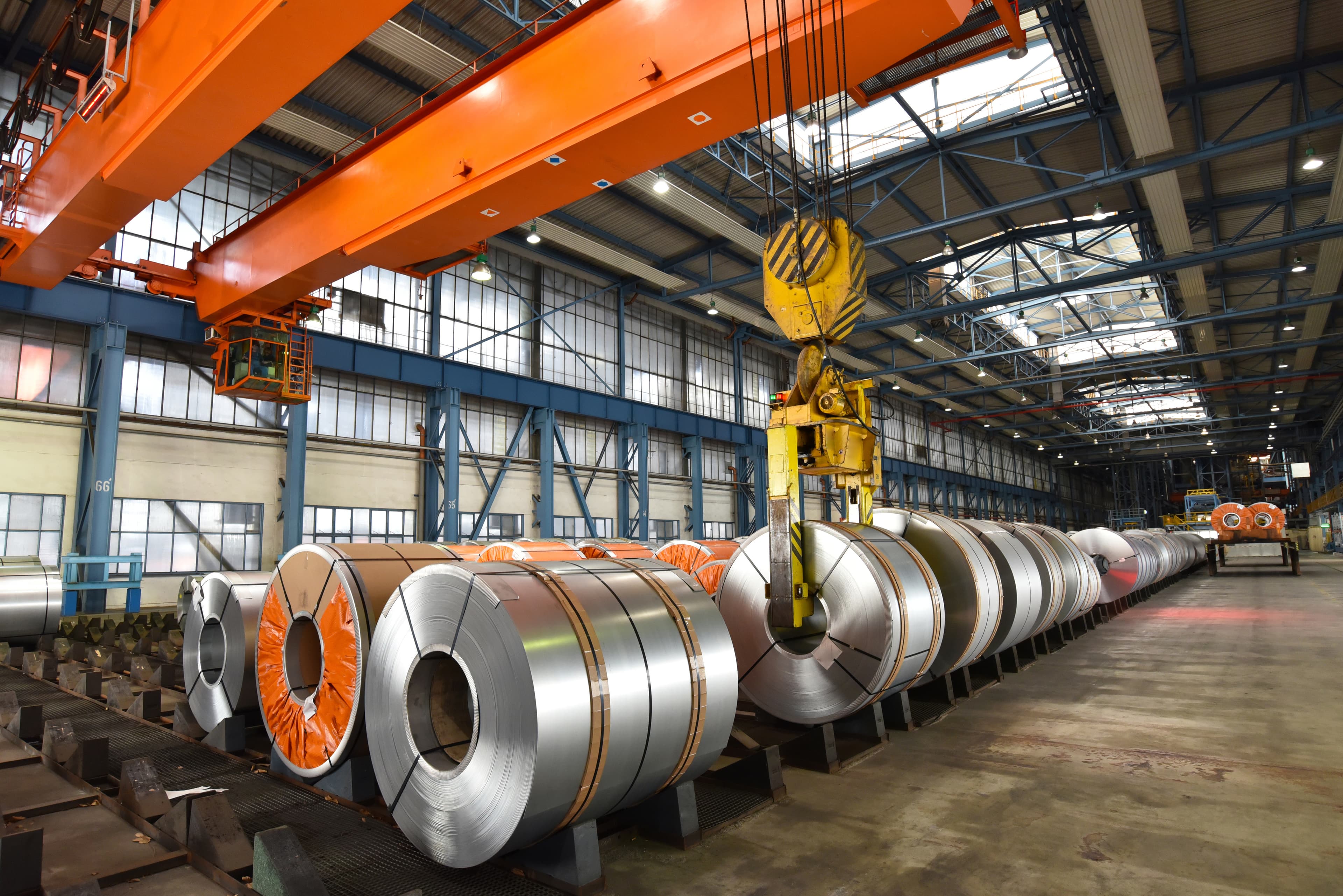 Rolled steel being lifted