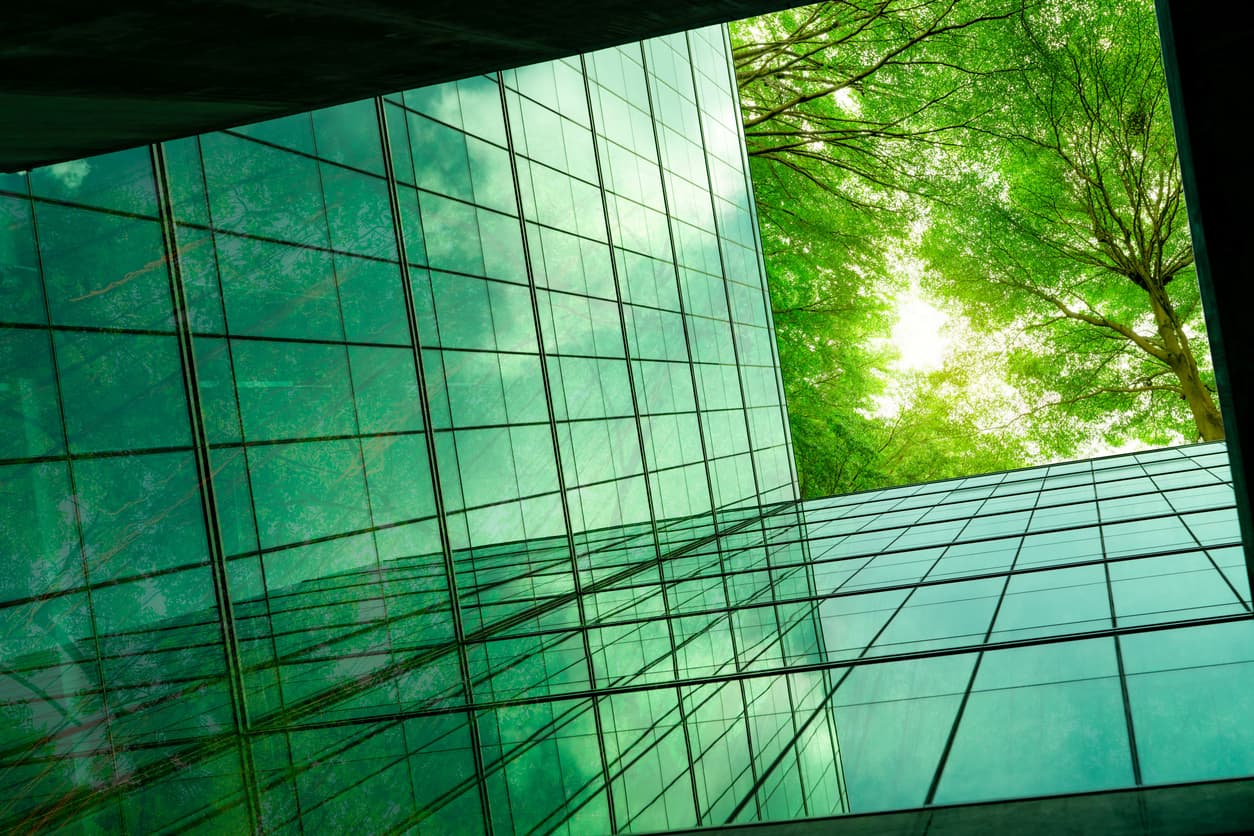 Eco-friendly building in the modern city.