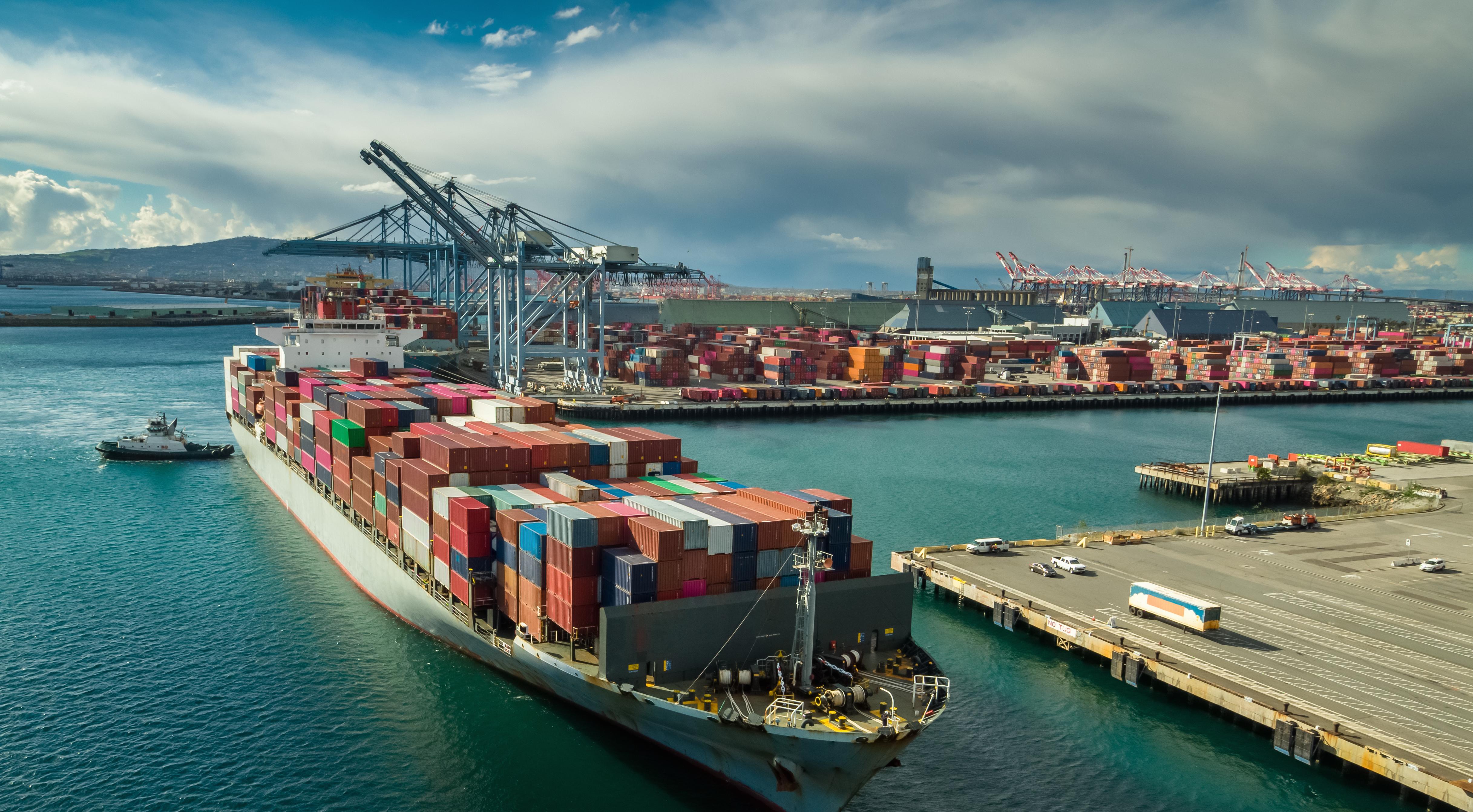 Shipping container at Long Beach port.