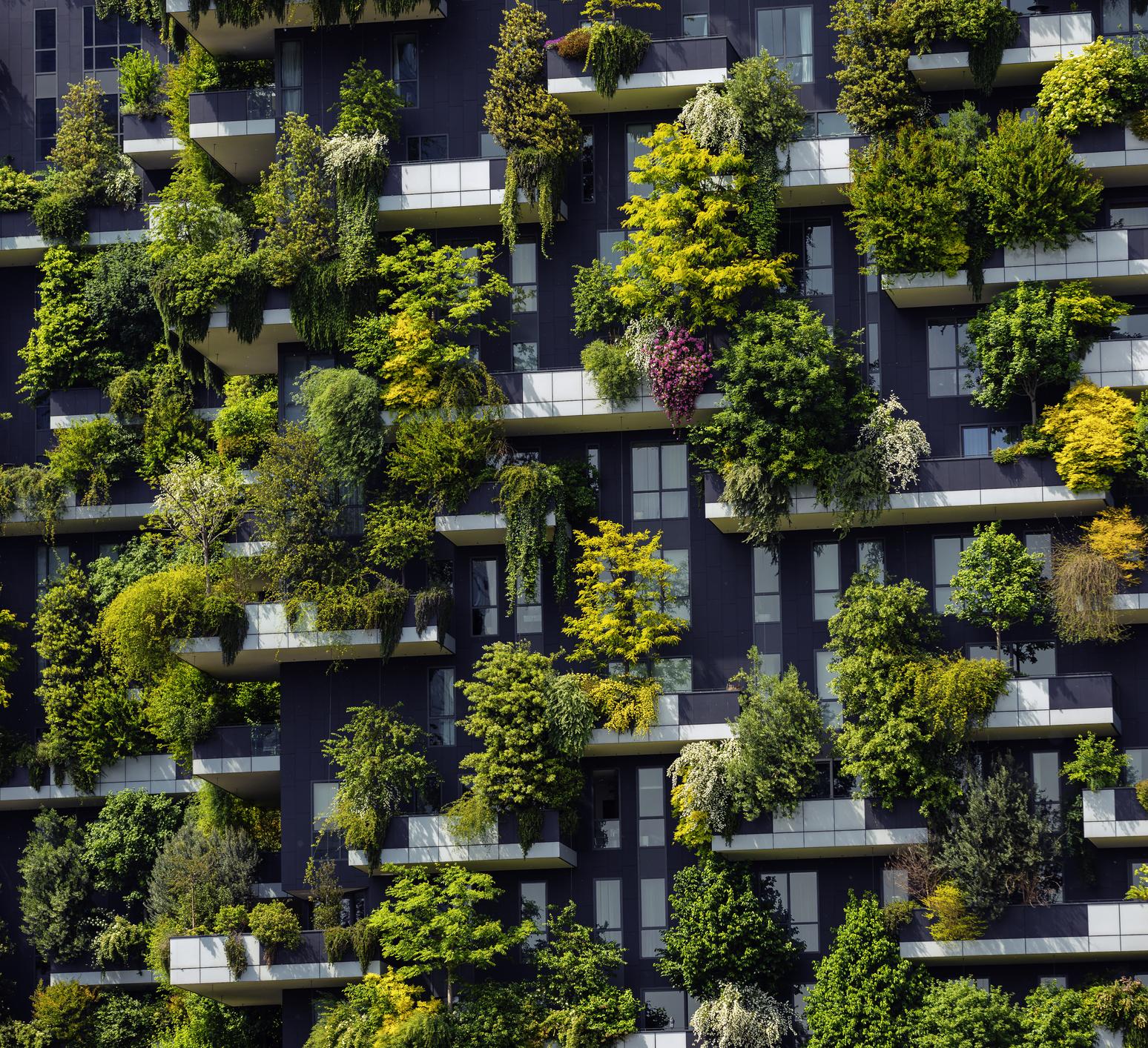 Vertical forest on skyscraper