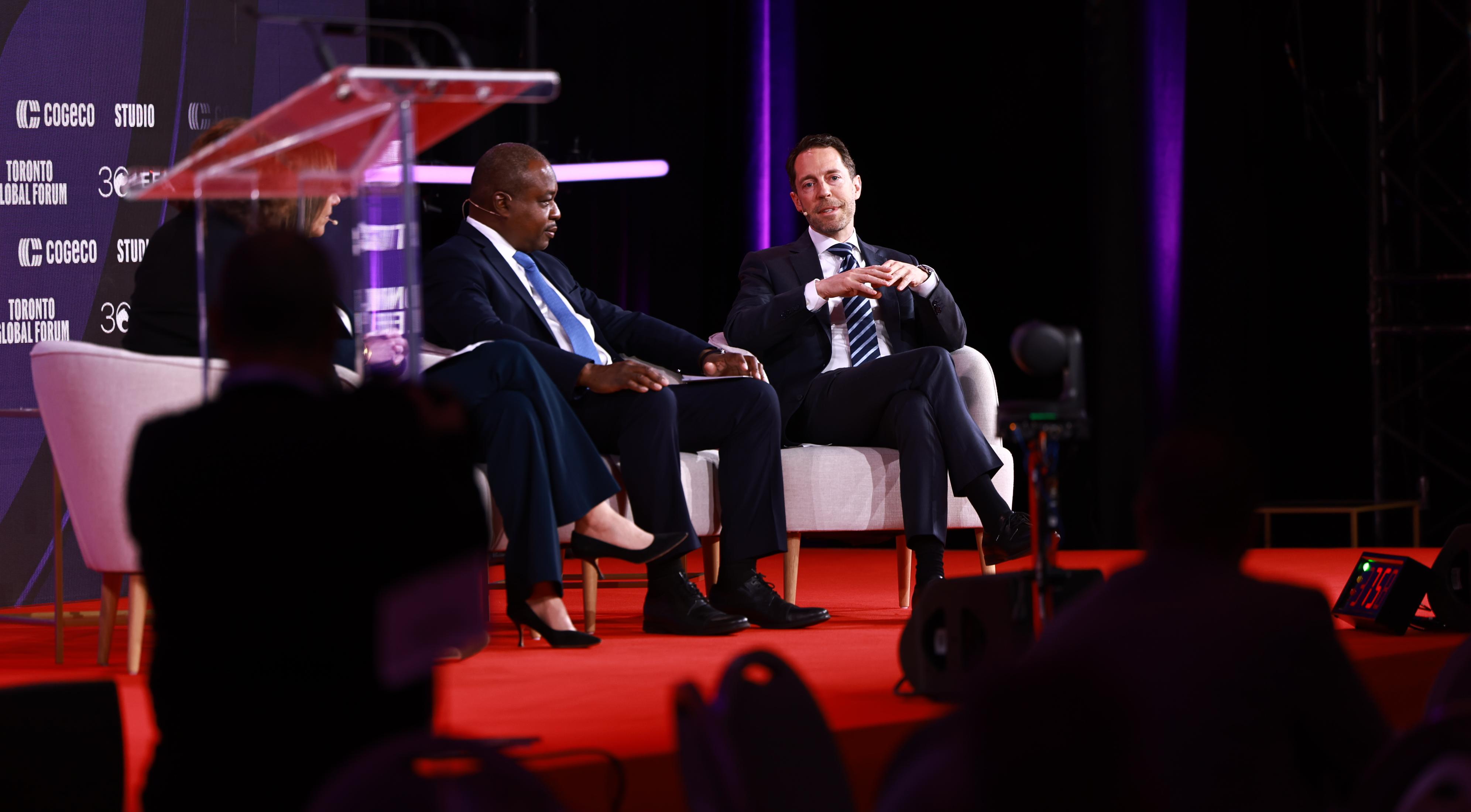 Gregoire on panel at Toronto Global Forum.