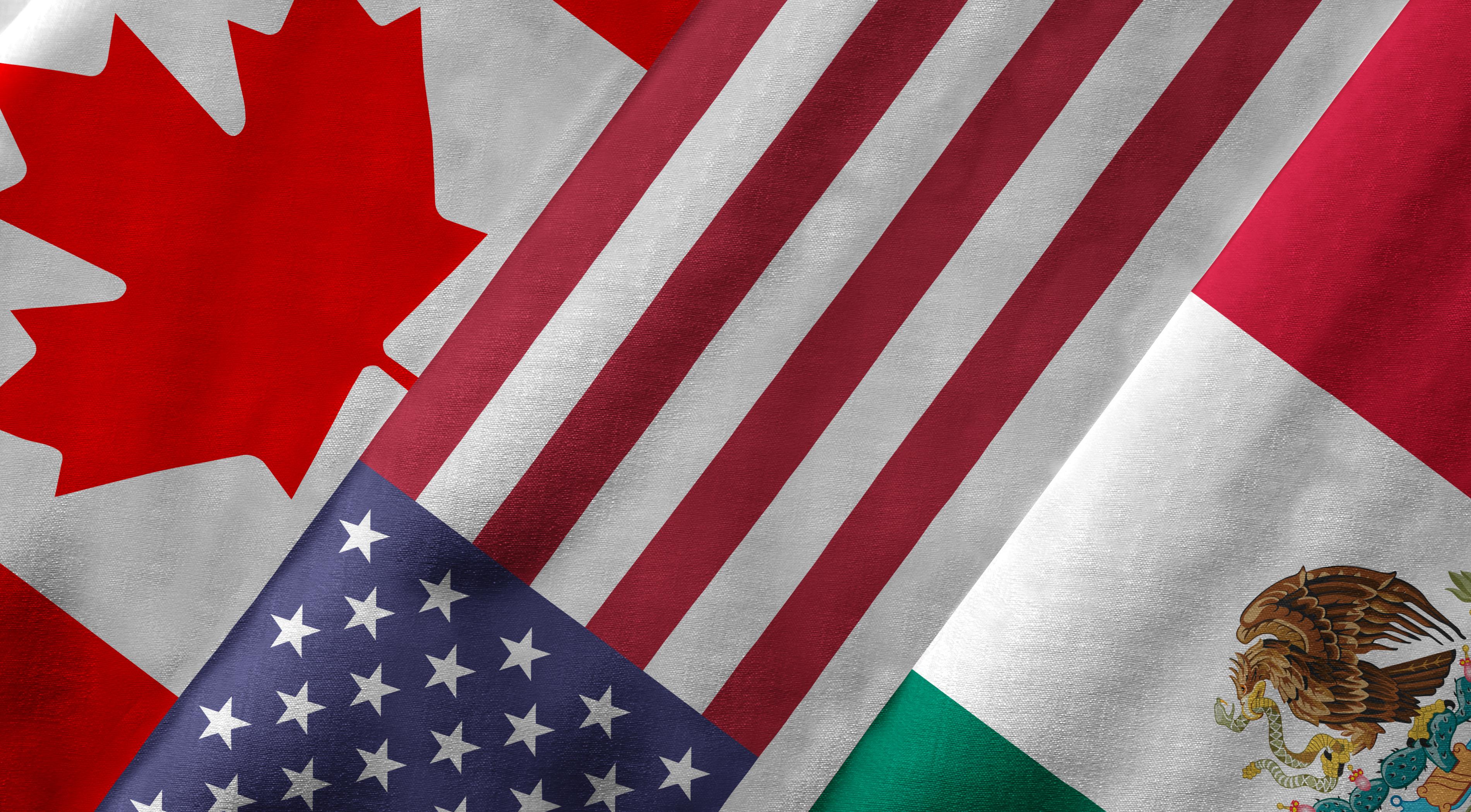 American and Canadian flags American and Canadian flags.