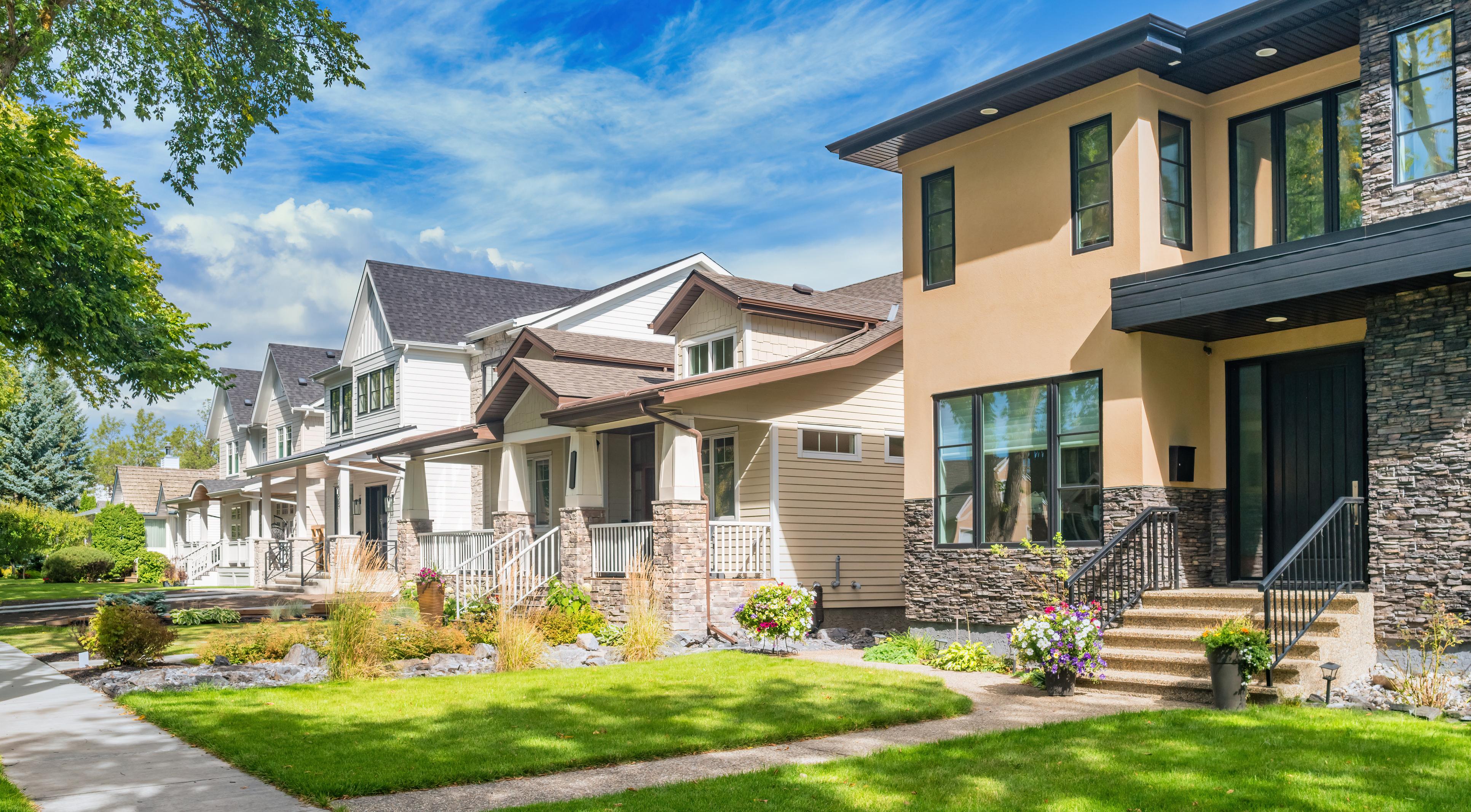 Photograph of houses in the Glenora neighbourhood of Edmonton Alberta Canada.