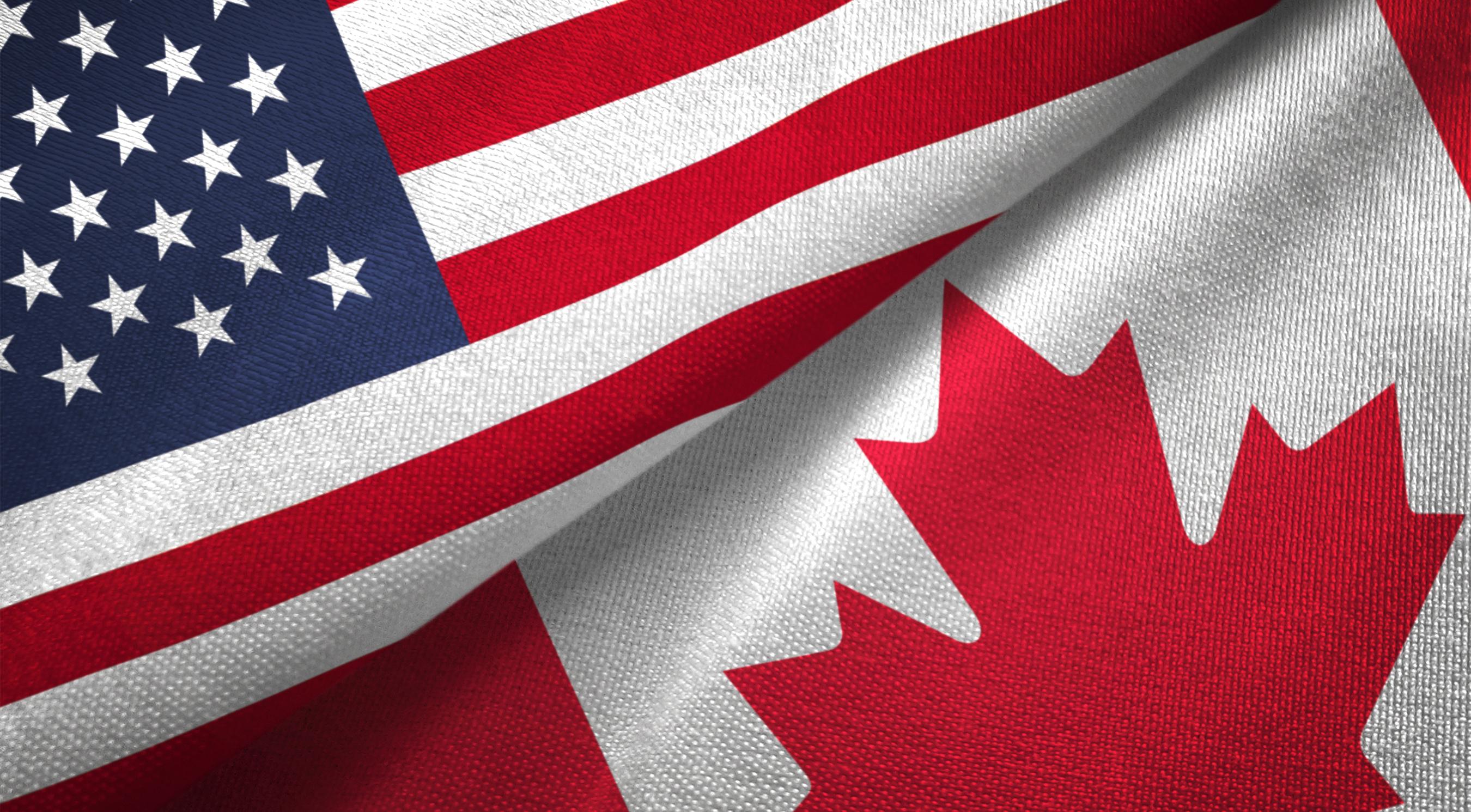 Canada and United States two flags