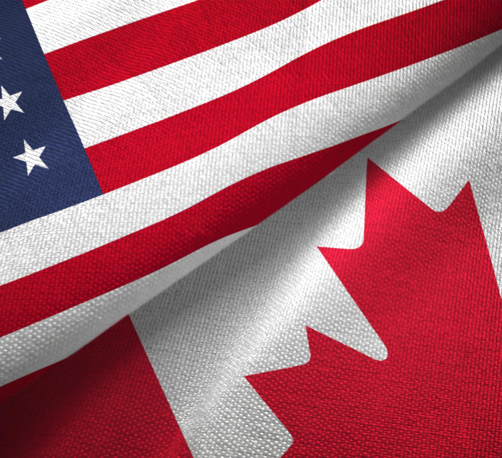 Canada and United States two flags