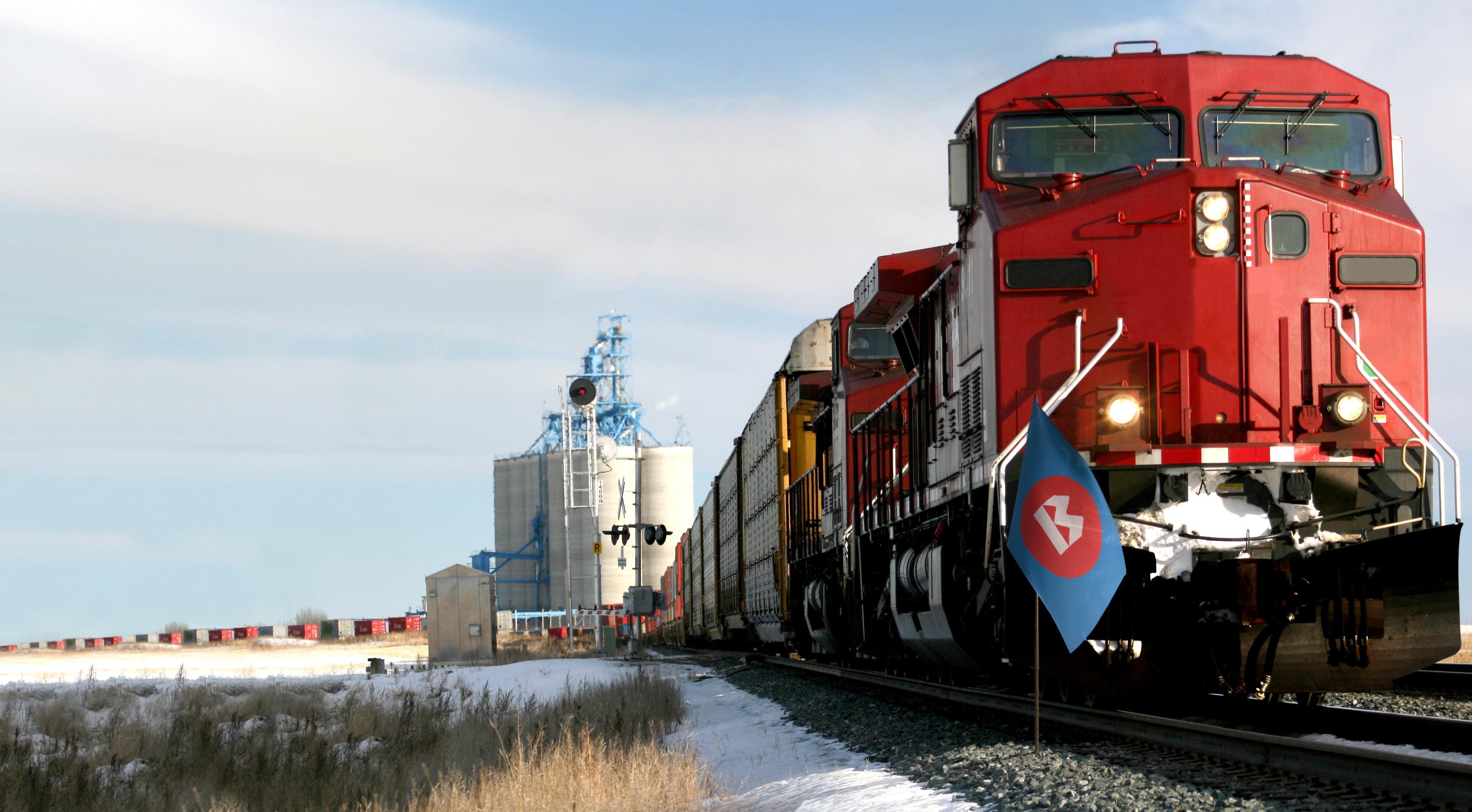 Train bringing goods from Canada to the United States