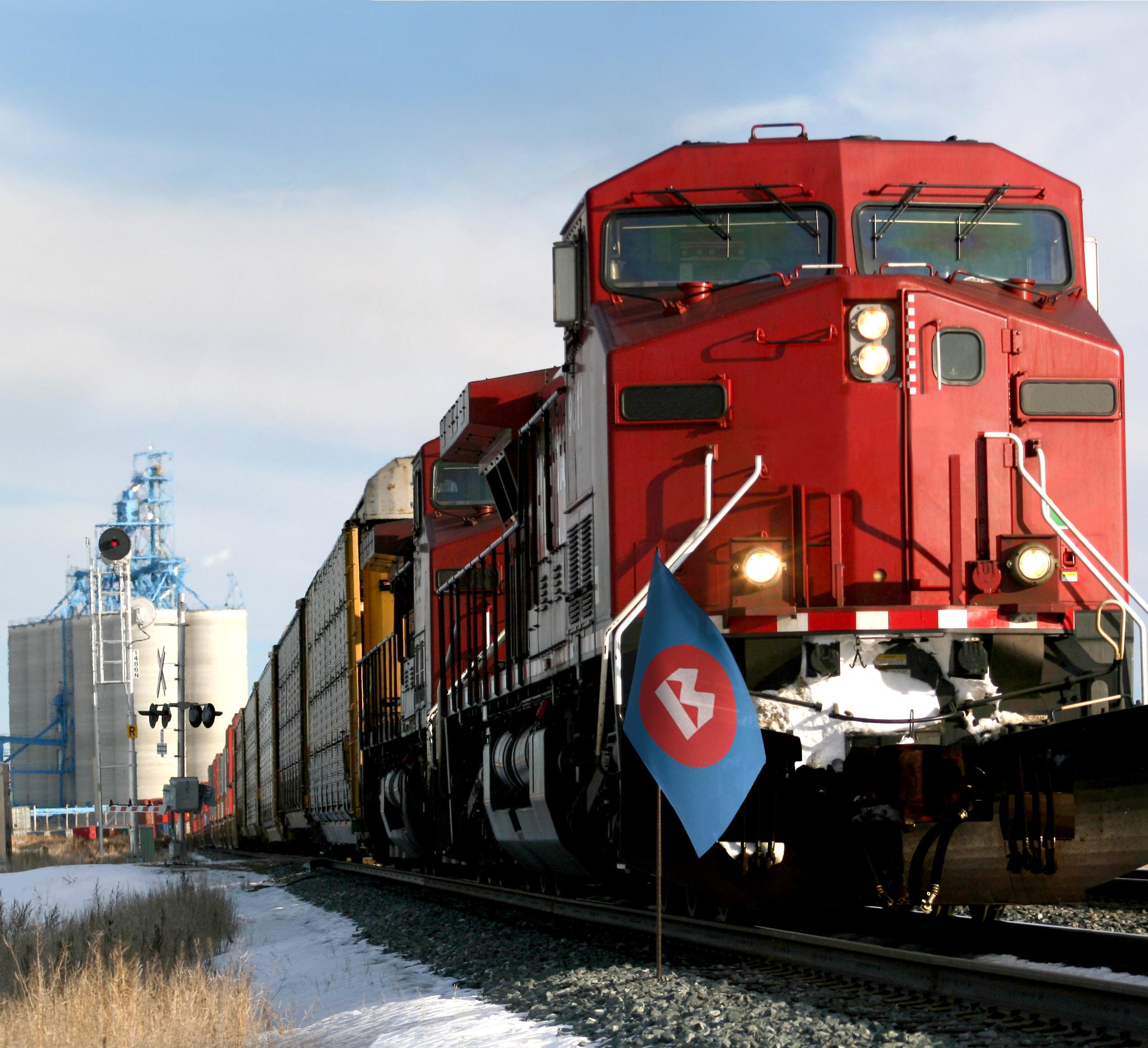 Train bringing goods from Canada to the United States