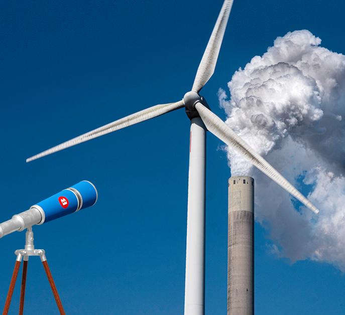 Wind turbine and factory chimney