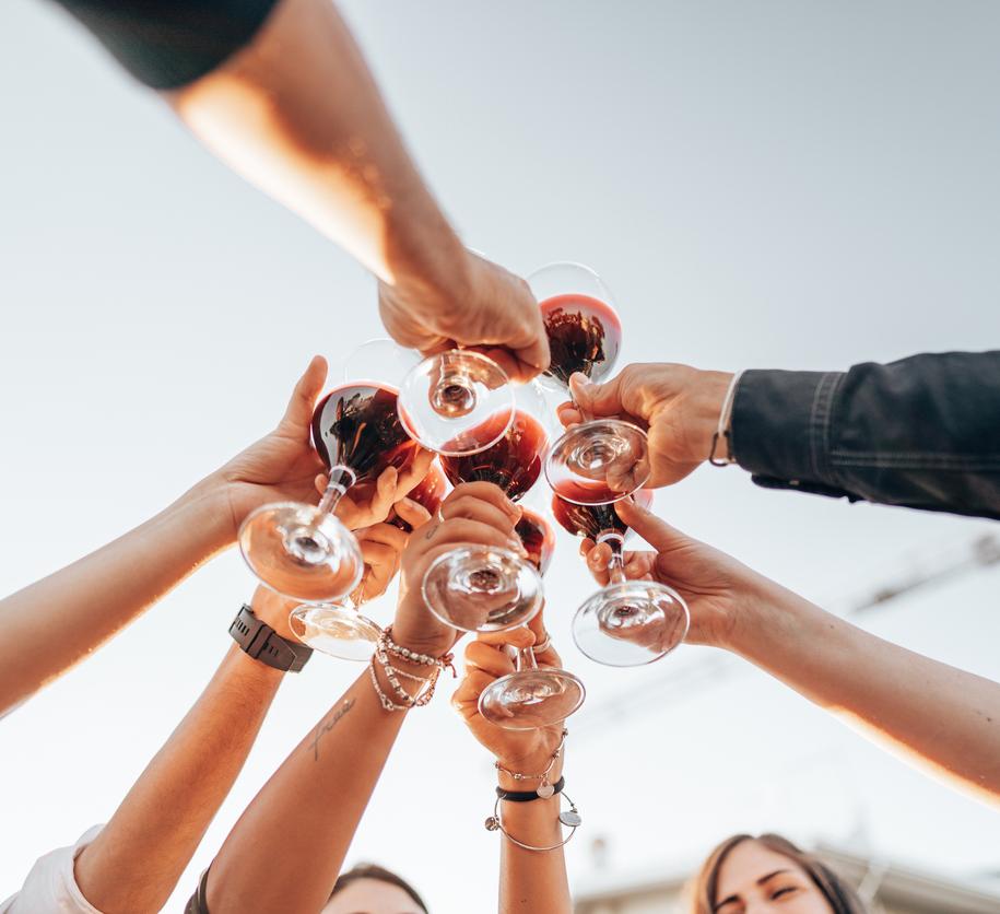 Friends toasting