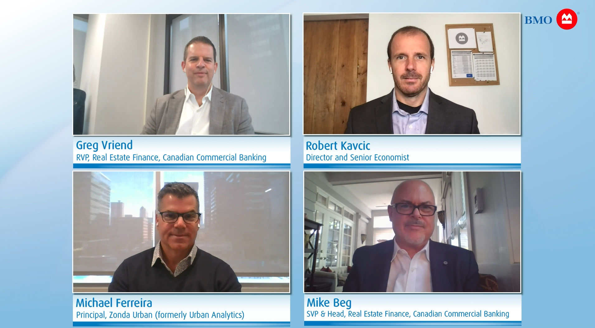Speakers at BMO Real Estate Forum. Click here to play video. 