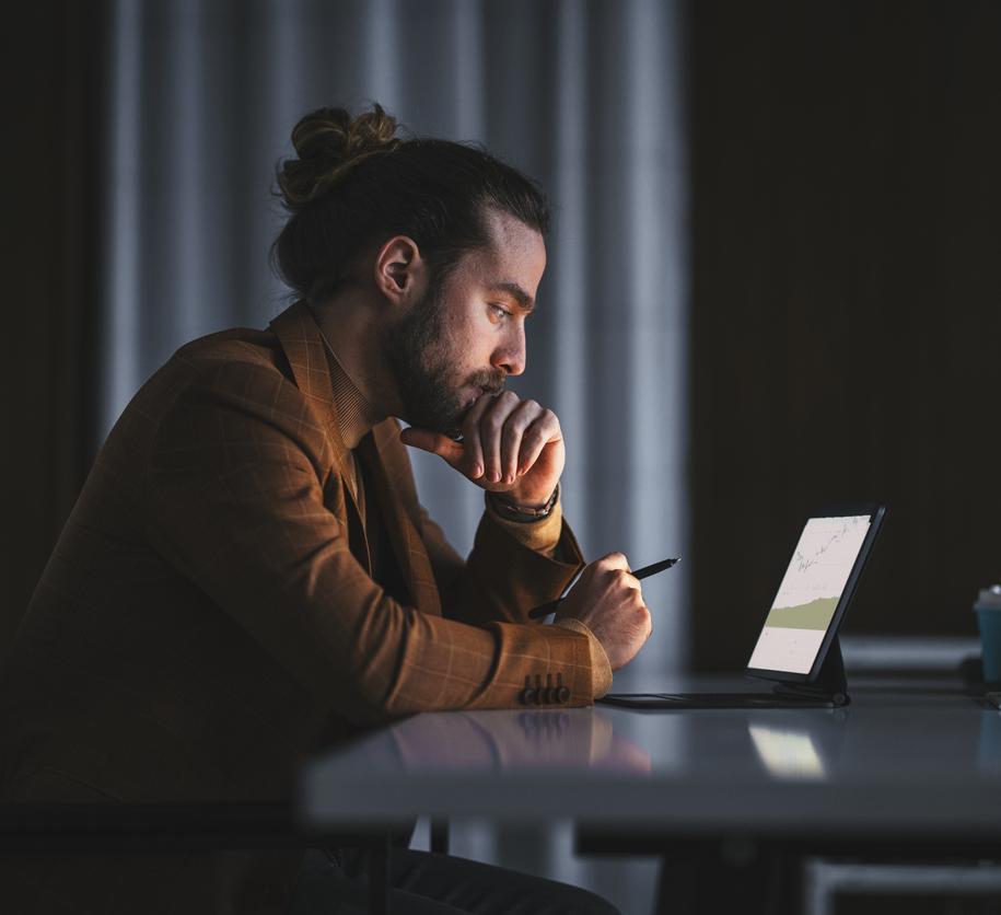 Pensive man working