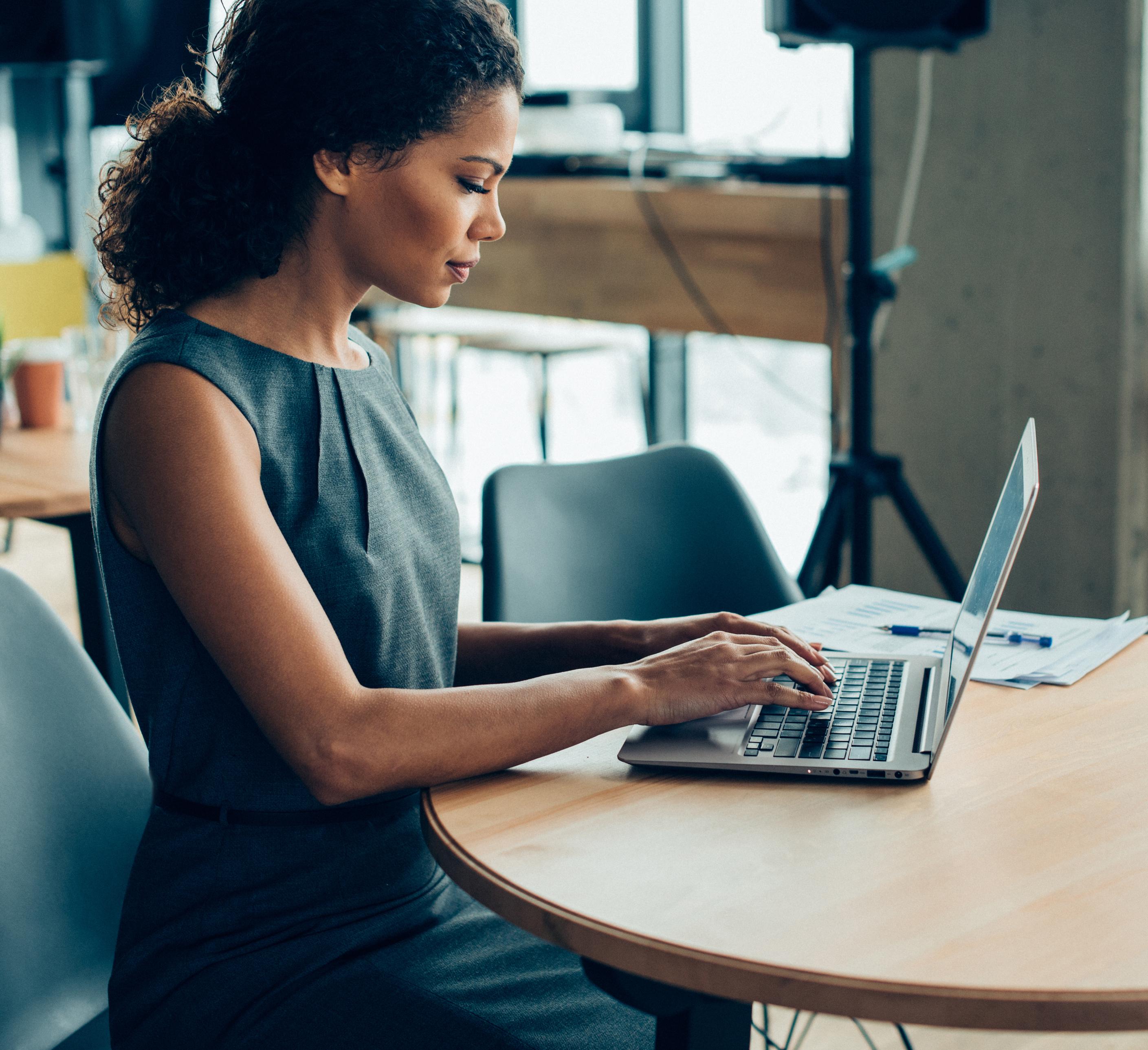 woman at a computer