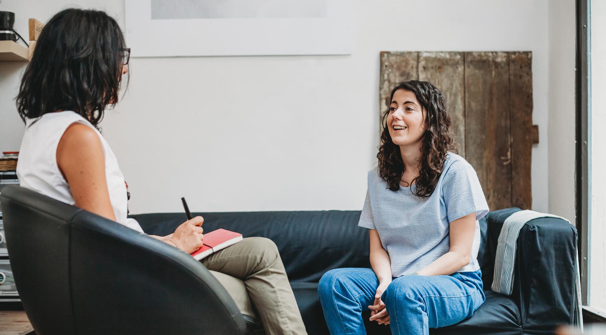 university student talking with therapist.